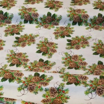 Tela blanca piñas Navidad** de algodón 100% de alta densidad para patchwork profesional