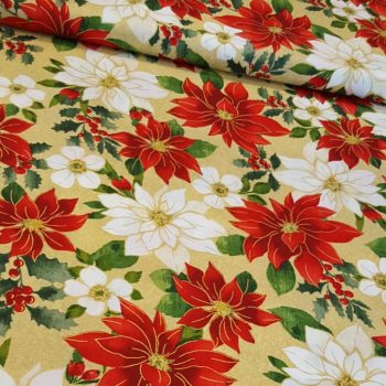 **Tela de Navidad cruda de flores Navidad** en algodón 100% de alta densidad para patchwork profesional