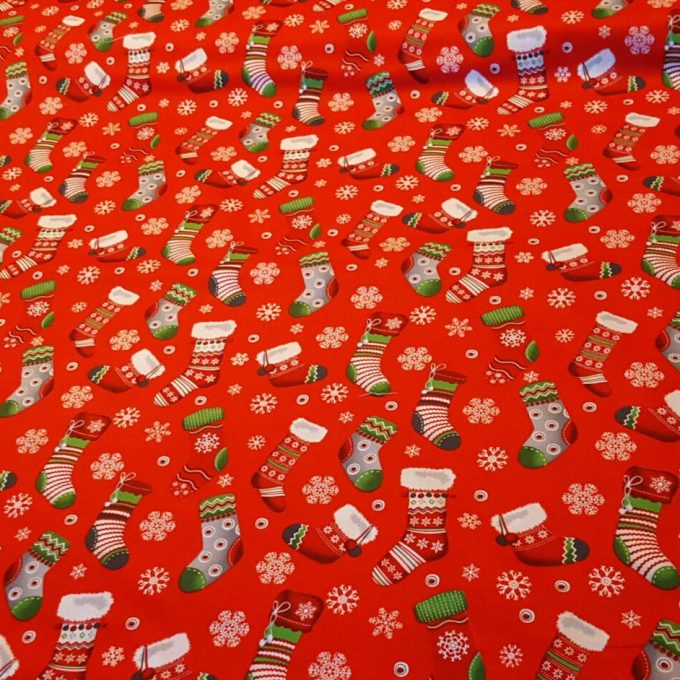 tela roja de navidad calcetines