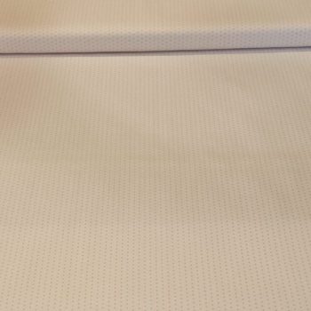Tela de algodón 100% de color blanco con estampado de puntos rosas para labores de costura y canastilla de bebé