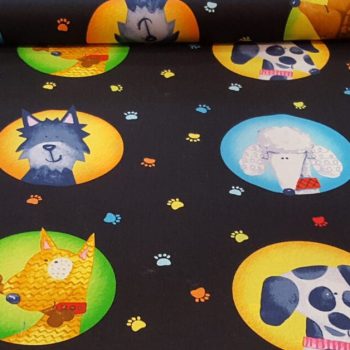 Tela de algodón 100% con estampado de perros para costura creativa y patchwork