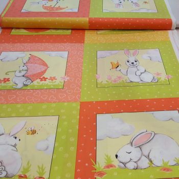 Tela de algodón 100% con estampado de conejos para costura creativa infantil