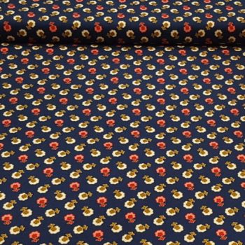 Estampado de pequeñas flores en dos tonalidades contrastadas sobre algodón 100% para proyectos de patchwork y costura