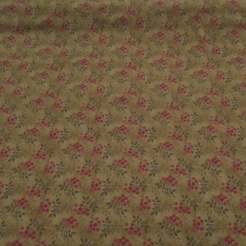 Tela japonesa color marrón con estampado de flores pequeñas tradicionales algodón 100% ancho 110cm