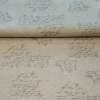 Tela de algodón 100% con estampado de caligrafía y textos de poesía en color beige para costura creativa
