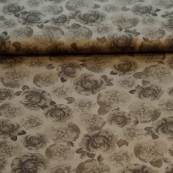 tela patchwork - marrón con motivos de rosas