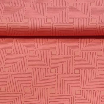 Tela rosa palo con estampaciones geometricas