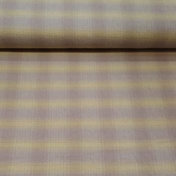 Tela japonesa de cuadros pequeños en color amarillo ocre y crema algodón 100% ancho 110cm