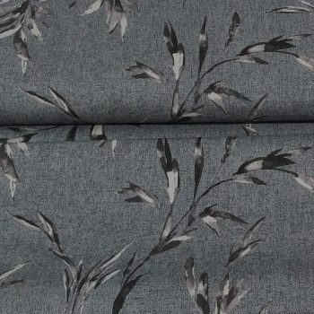 Tela japonesa con diseño de tallos botánicos en color gris sobre fondo neutro algodón 100% ancho 110cm