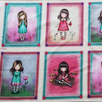 Panel Gorjuss Truly 2** de algodón 100% con ilustración central de la muñeca Gorjuss de 1,10m de ancho