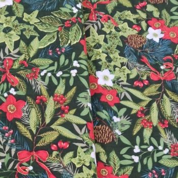 Estampado de la Tela de Navidad hoja verde florecilla en algodón 100% de alta densidad para patchwork