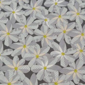 **Tela gris de flores** de algodón 100% con un ancho de 1,10m para patchwork y costura creativa