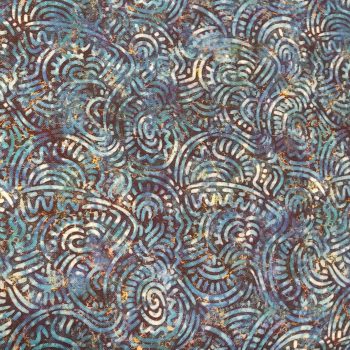 Tejido de algodón 100% con estampado geométrico de formas abstractas en varias tonalidades de azul y blanco para costura creativa
