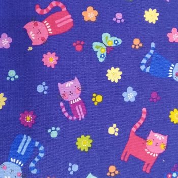 Tela Azul Gatos de algodón 100% con estampado de gatitos para costura creativa