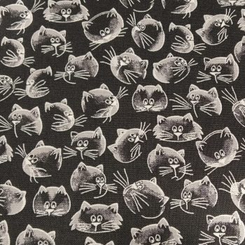 Tela Negra Gatos Windham Fabrics de algodón 100% con estampado de gatos sobre fondo oscuro