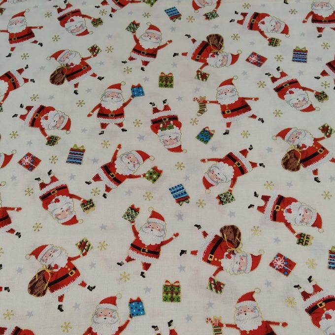 tela navidad estampado papa noel