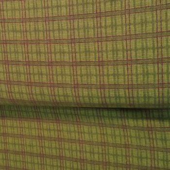 Franela de patchwork Kim Diehl, verde musgo con patrón de cuadros sutiles, algodón cepillado suave Henry Glass, Mercería Karmele Tolosa
