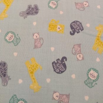 Tela Motivo Infantil Animales de algodón 100% con estampado de animalitos del bosque y selva