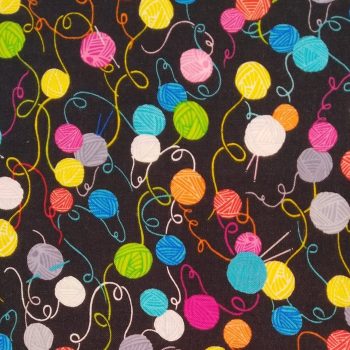 Tela con Motivos Costura Ovillos de Colores de algodón con estampado de ovillos de lana multicolor para labores