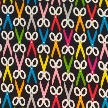 Tela Motivos Costura Tijeras de Colores de algodón con estampado de tijeras de sastre multicolor