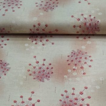 Tela japonesa salmón flores de algodón 100% con estampado floral tradicional sobre fondo salmón suave y 1,10m de ancho para patchwork