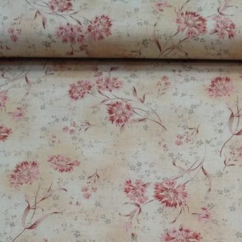 Tela japonesa salmón flores de algodón 100% con estampado floral delicado sobre fondo salmón y 1,10m de ancho para patchwork