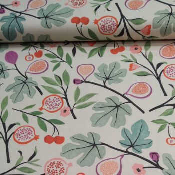 Tela Loneta Canvas Slim 13 Figs&Cherries de Katia Fabrics con higos y cerezas