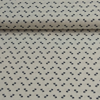 Tela patchwork Kim Diehl Willow Hollow 997240, fondo blanco claro con pequeños motivos azules, algodón 100% Mercería Karmele