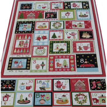 Panel de tela de algodón 100% para calendario de Adviento con diseño tradicional navideño Cosy Christmas