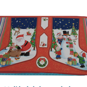 Panel de tela de algodón 100% con diseño de botas de Navidad de Papá Noel Santa's Christmas Stocking
