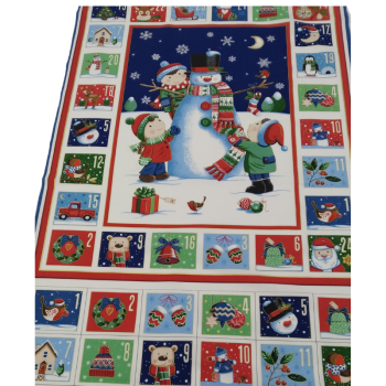 Panel de tela de algodón 100% para calendario de Adviento con ilustraciones de muñecos de nieve Snowman Advent Calendar