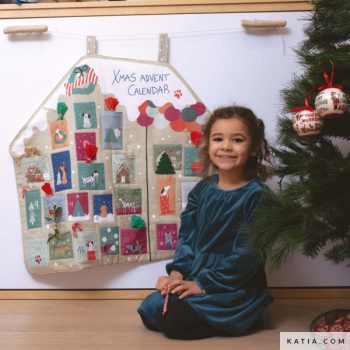 Kit de costura de Katia Fabrics para calendario de Adviento con panel de algodón y detalles festivos