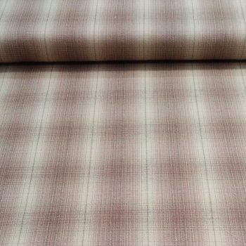 Tela tramada japonesa marrón cuadros de algodón 100% con textura de hilo teñido y patrón de cuadros de 1,10m de ancho