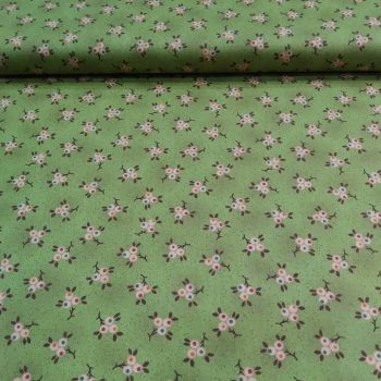 Tela patchwork Kim Diehl Quiet Grace HG926-66, color verde claro pistacho con estampado de bayas, algodón 100% Mercería Karmele