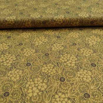 Tela patchwork Kim Diehl Quiet Grace HG919-44, color verde con estampado texturizado amarillo apagado, algodón 100% Mercería Karmele