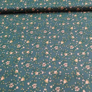 Tela patchwork Kim Diehl Quiet Grace HG922-77, verde oscuro con estampado de enredaderas y ocre, algodón 100% Mercería Karmele