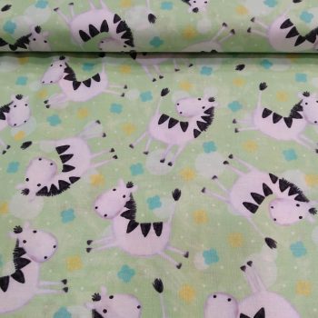 *Tela infantil sweet safari** de algodón 100% con estampado de cebras y motivos de selva de 1,10m de ancho