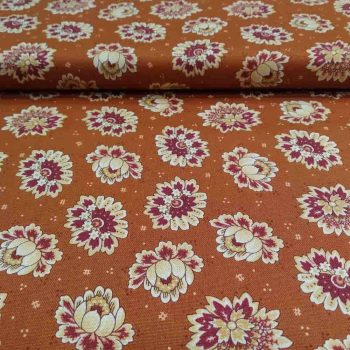 Tela de patchwork Kim Diehl colección Quiet Grace referencia HG920-30, color marrón con estampado floral pequeño de ramilletes, algodón 100% estilo country