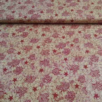 Tela de patchwork Kim Diehl colección Quiet Grace referencia HG932-88, color rojo granate con estampado floral vintage, algodón 100% estilo country