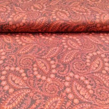 Tela patchwork Kim Diehl Quiet Grace HG934-88, color rojo granate con estampado geométrico de rejilla, algodón 100% Mercería Karmele