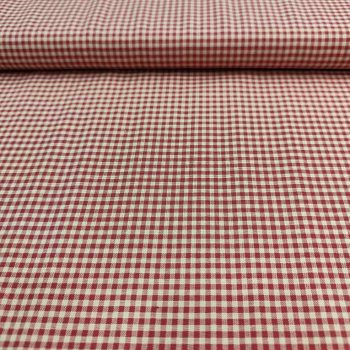 Tela de algodón 100% con estampado de cuadros vichy rojos y blancos para labores de costura y decoración