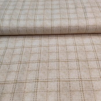 Tela de franela beige con estampado de cuadros clásicos, algodón 100% de alta calidad para mantas de patchwork y costura de invierno, Mercería Karmele Tolosa