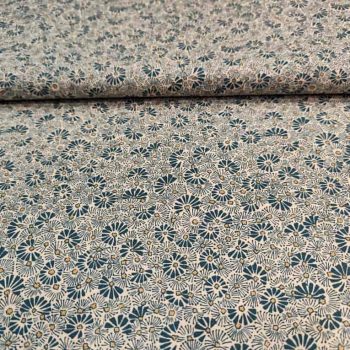 Estampado floral de la marca Liberty Fabrics sobre fondo color turquesa en algodón de alta calidad