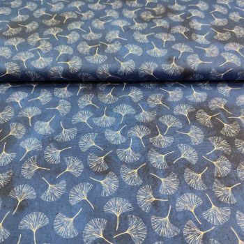 Tejido de algodón colección Botanical Blues con estampado de flores y hojas en tonos azules para patchwork