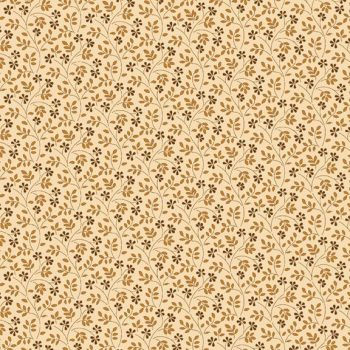 Tela de algodón 100% con estampado de enredaderas estilo country en tonos suaves sobre fondo crema para patchwork