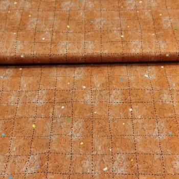 tela patchwork-ocre con cuadros