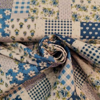 tela patchwork azul