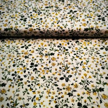 Tela Patchwork Japonesa Floral Verde Amarillo Ref. 850525 con estampado de flores orientales