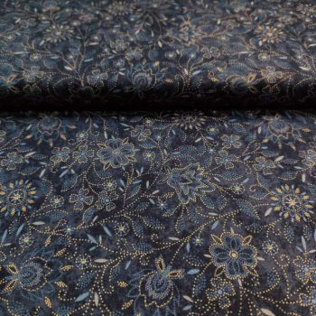 Tejido de algodón 100% color azul cerúleo con delicado estampado para labores de patchwork y costura
