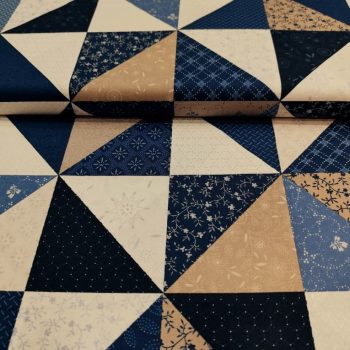 Tejido de algodón con estampado en tonos azul turquesa para labores de patchwork y costura